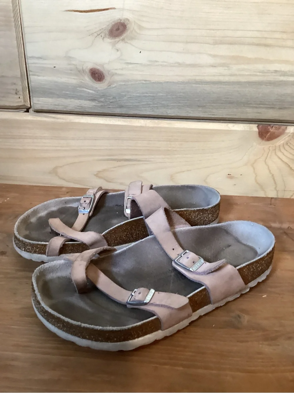 Birkenstock Taupe Leather Adjustable Strap Sandals - Picture 3 of 4